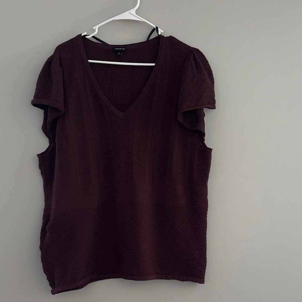 Torrid Deep Brown V-Neck Blouse